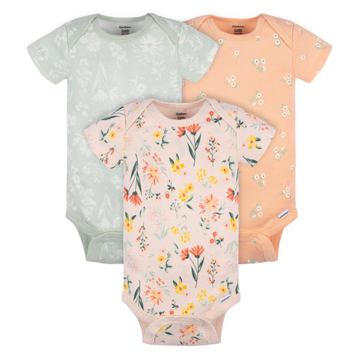 Gerber 3 Pack Wildflowers Short Sleeve Onesies® Bodysuit