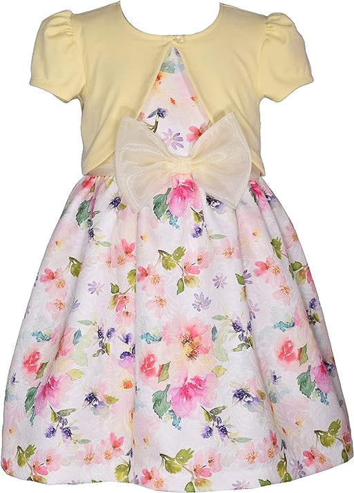 Bonnie Baby Yellow Floral Dress with Bow